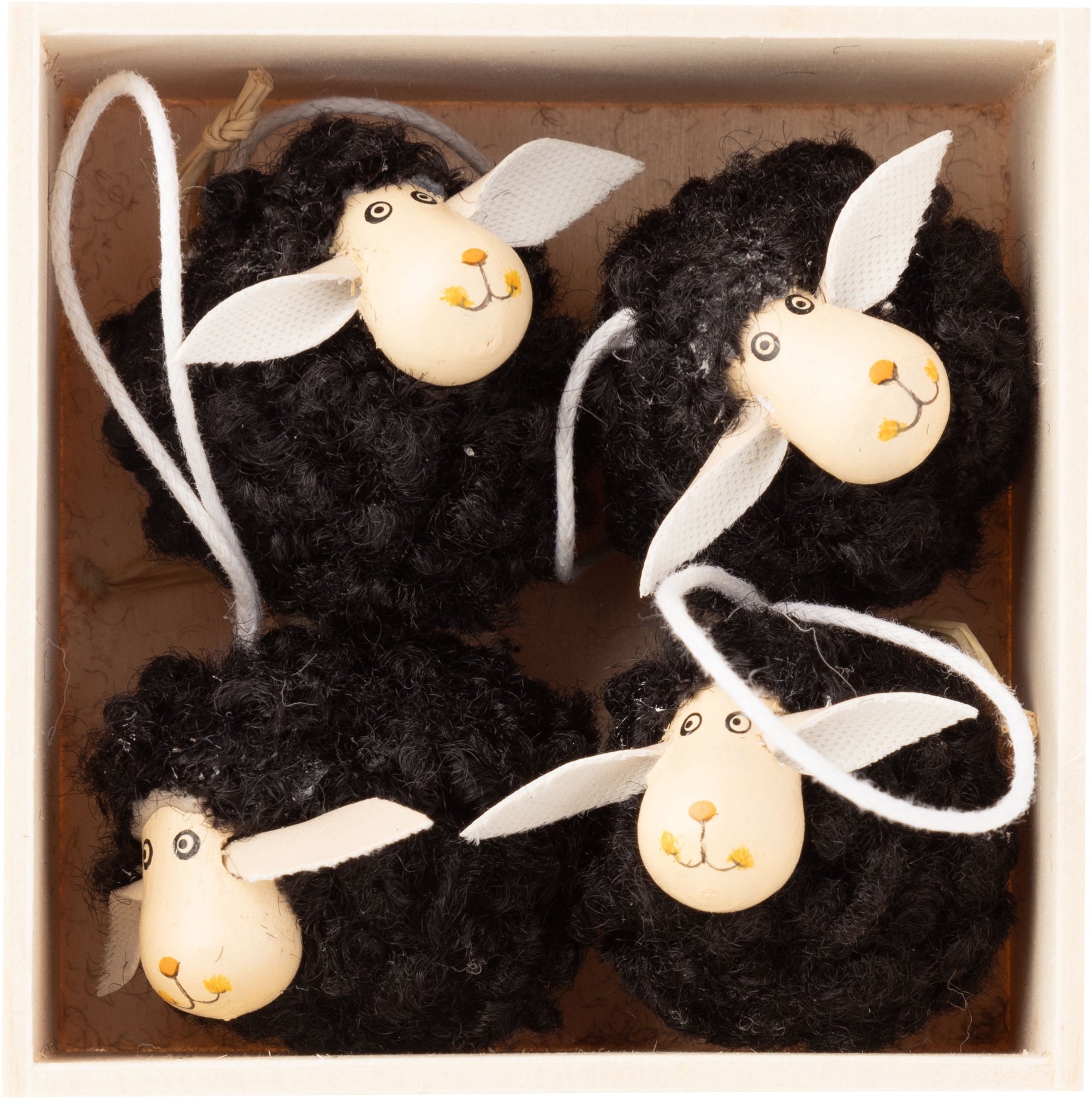 Mini Wooly Black Sheep Ornaments (Set of 4)