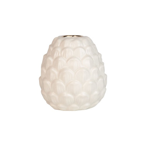 White Nordic Pinecone Taper Candle Holder