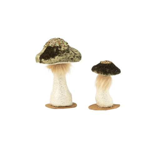 Antiqued Emerald Mushroom Decor