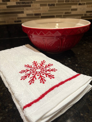 Embroidered Snowflake Tea Towels