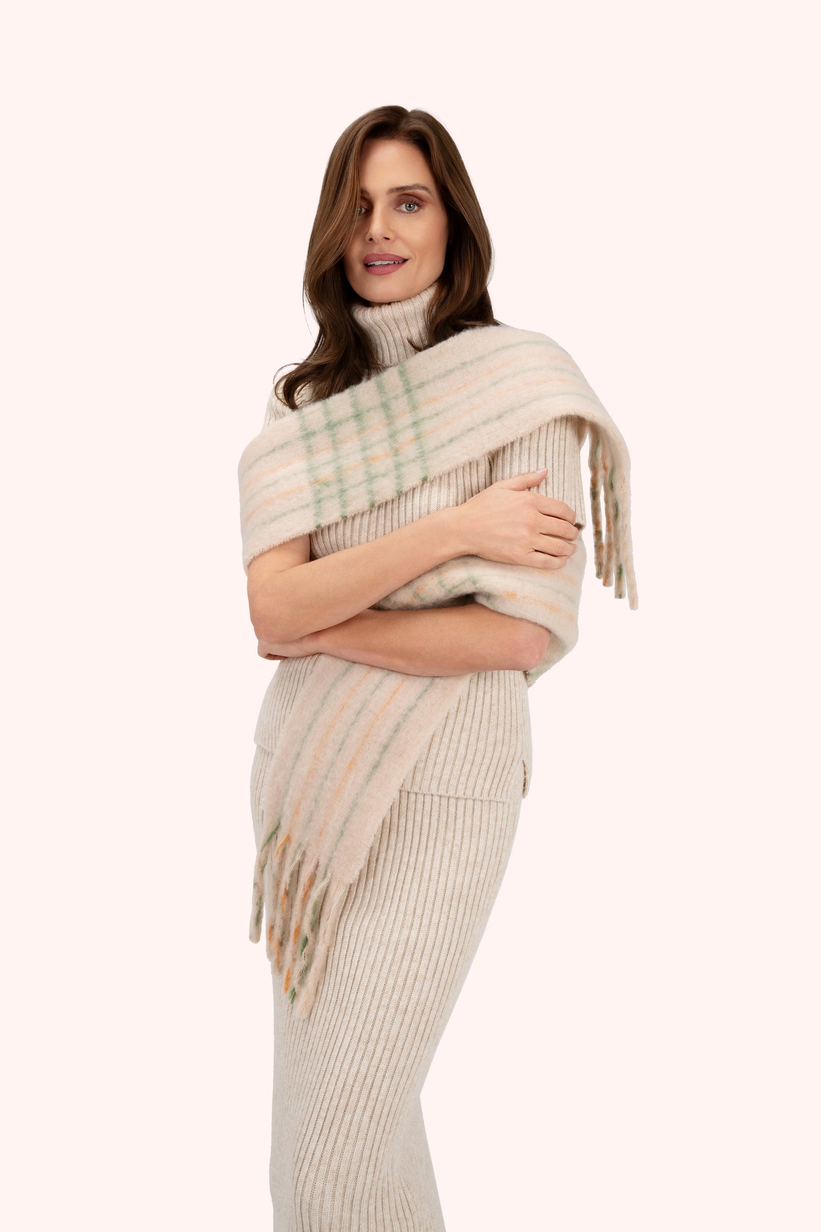 Angelica Scarf - Cream & Sage
