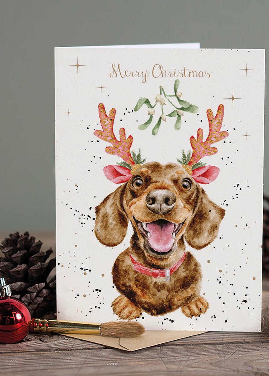 "Mistletoe and Barks" - Wrendale Christmas Card