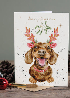 "Mistletoe and Barks" - Wrendale Christmas Card