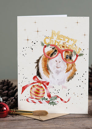 "Christmas Guinea Pig" - Wrendale Christmas Card