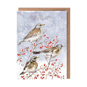 "Winter Visitors" Fieldfares - Wrendale Christmas Card