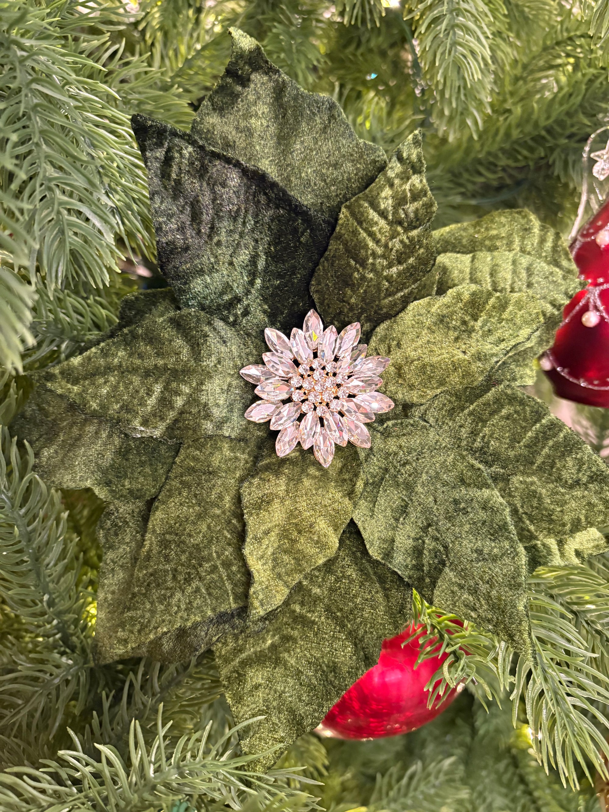 Emerald Velvet Jewelled Poinsettia