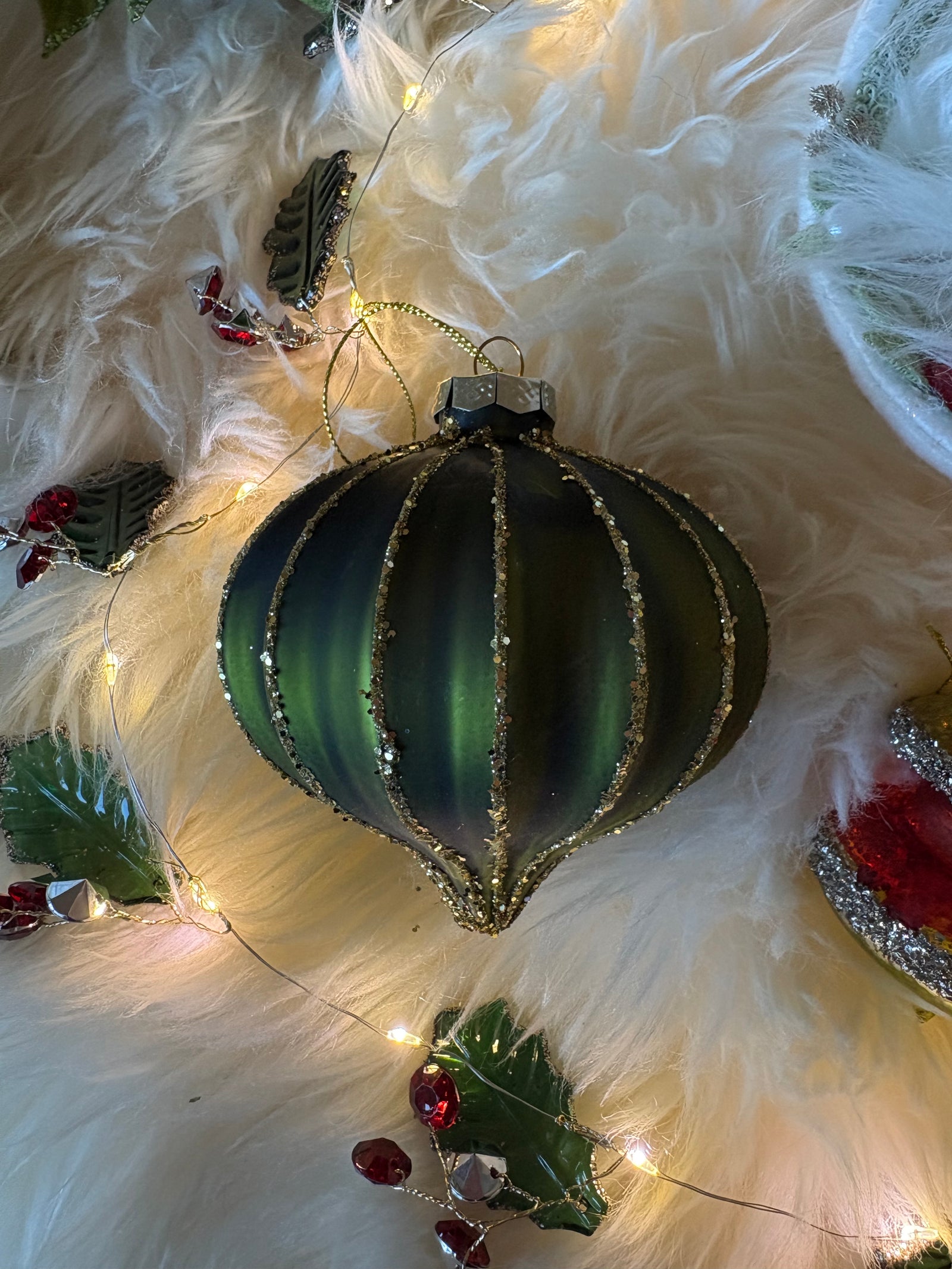 Ribbed Glitter Ornament