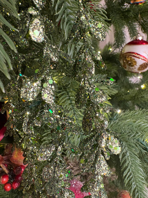 Glittered Mini Leaf Holiday Spray