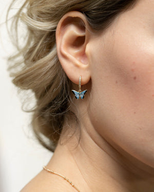 Blue Butterfly Huggie Earrings