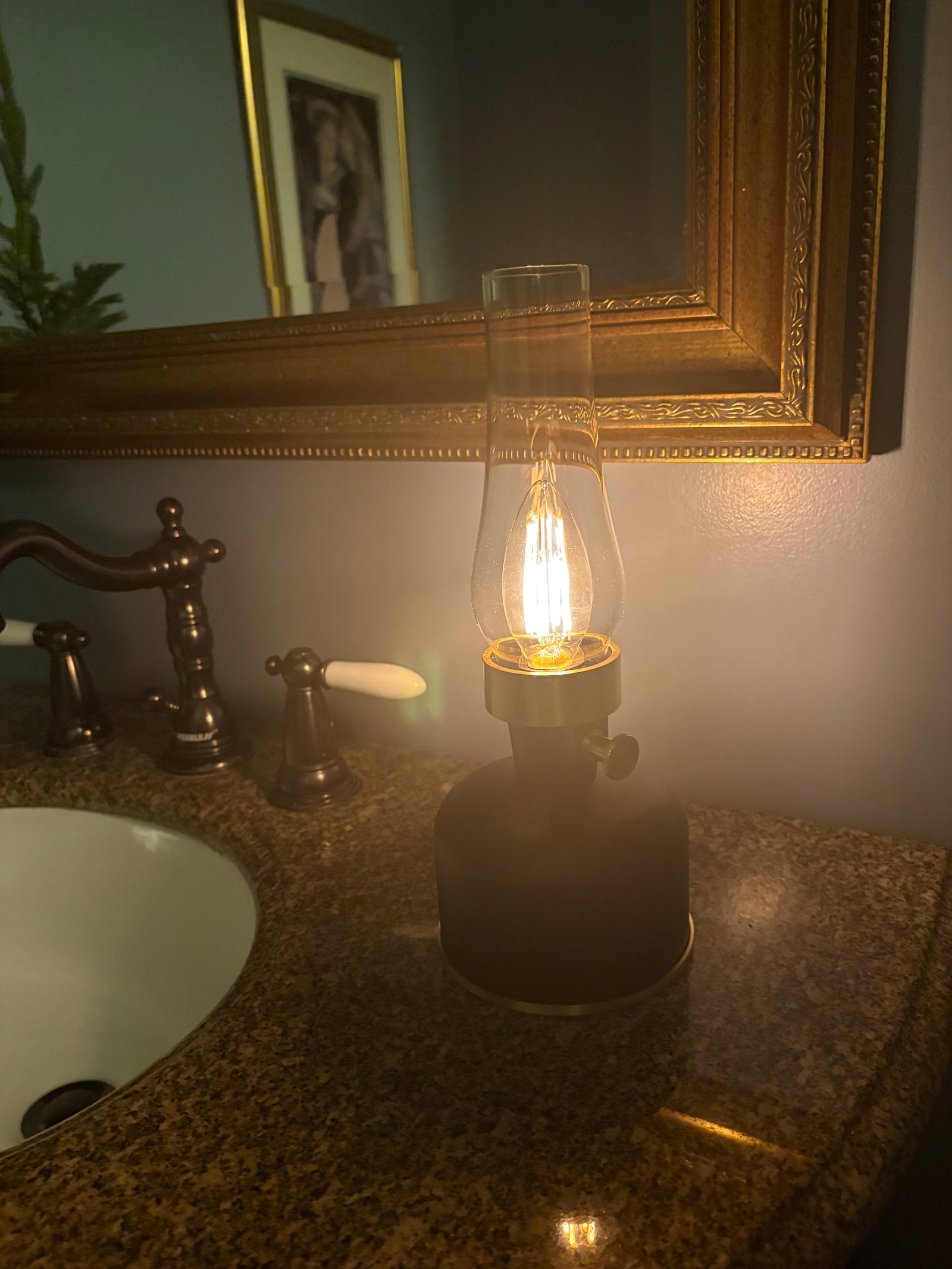 Black LED Hurricane Lamp