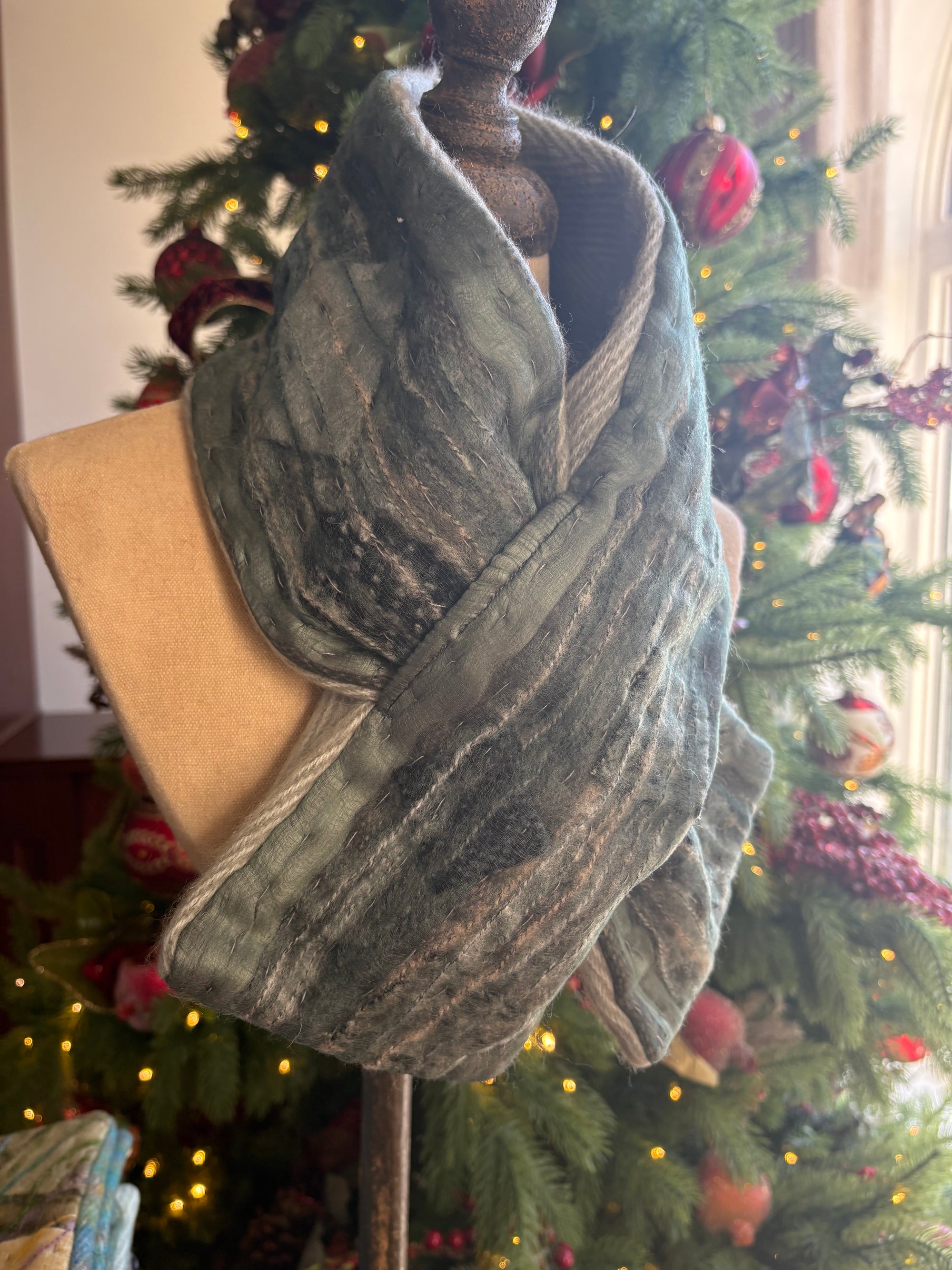 Blue Juniper Silk Muffler Scarf