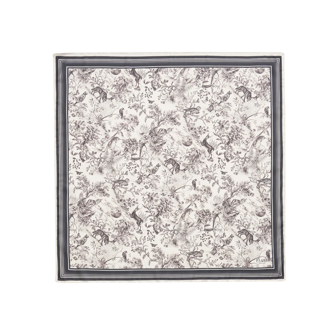 Wolf Garden Toile Black Square Scarf