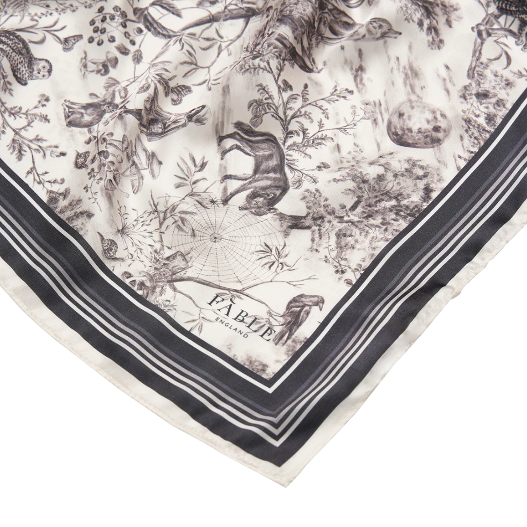 Wolf Garden Toile Black Square Scarf
