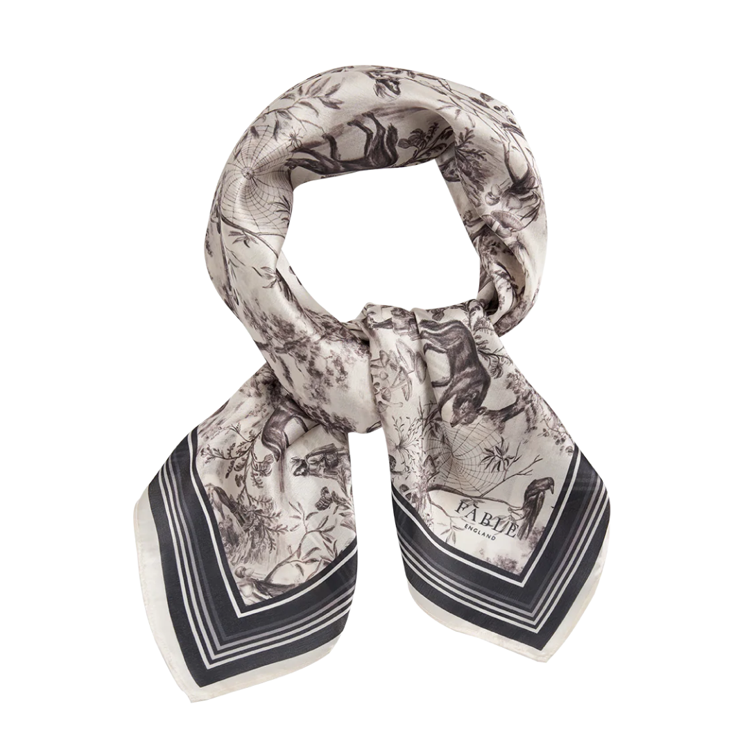 Wolf Garden Toile Black Square Scarf