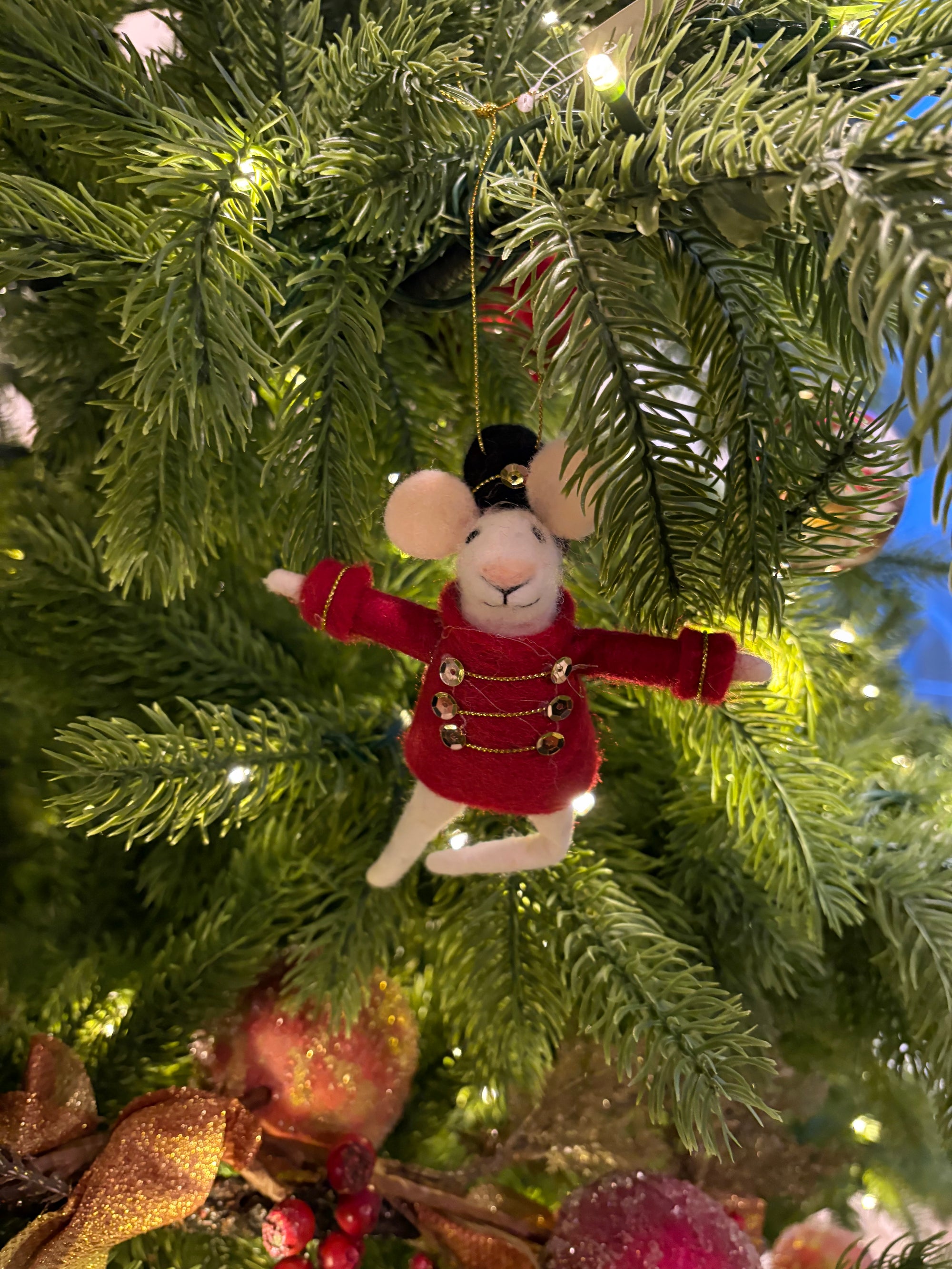 Felted Mouse Soldier Ornament