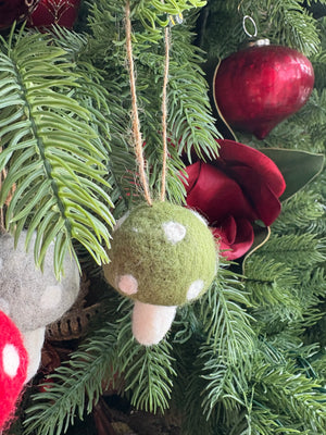 Whimsical Woodland Felt Mushroom Ornaments (Set of 3)