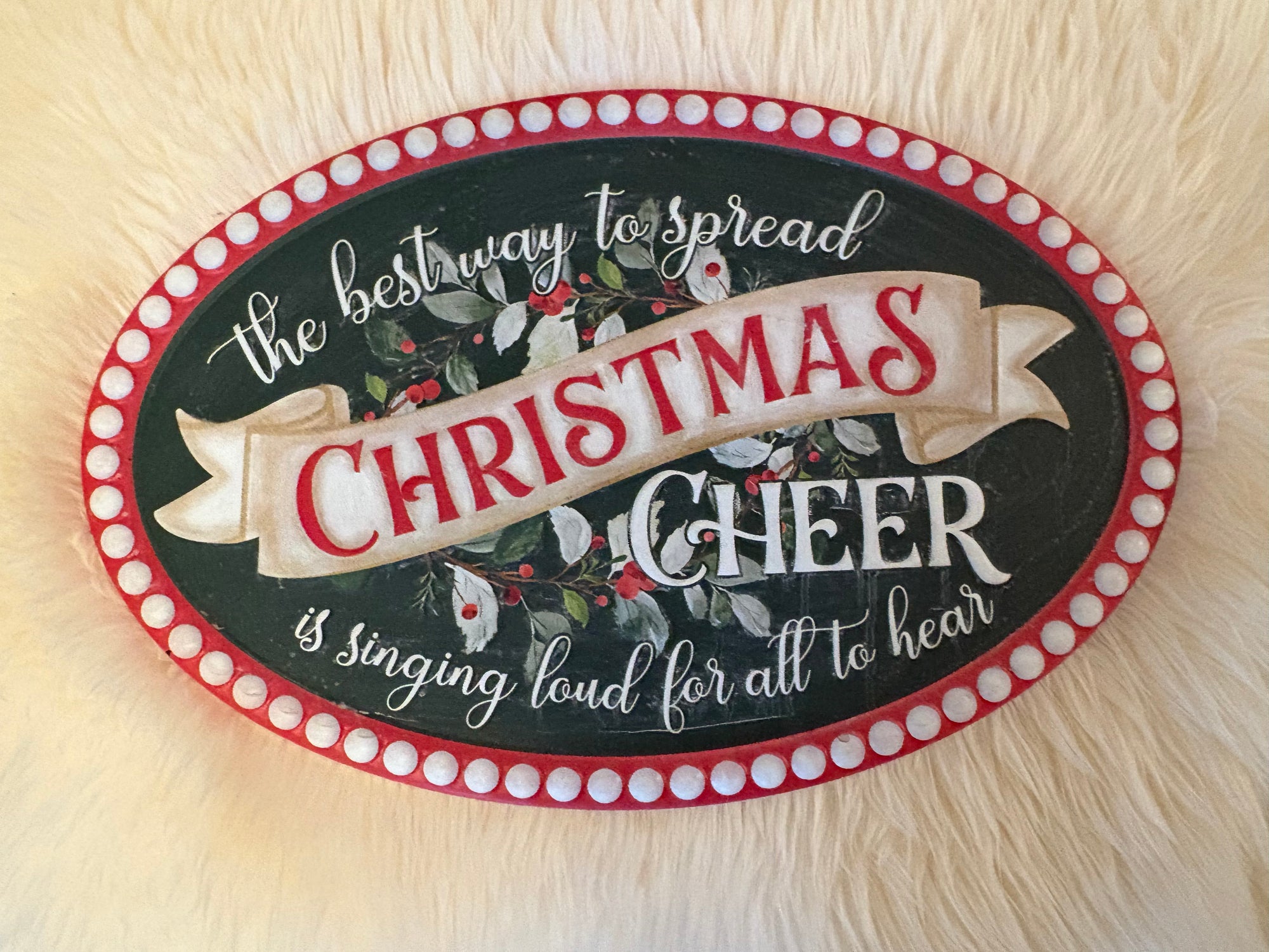 Christmas Cheer Embossed Holiday Wall Sign