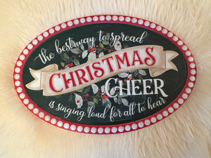 Christmas Cheer Embossed Holiday Wall Sign