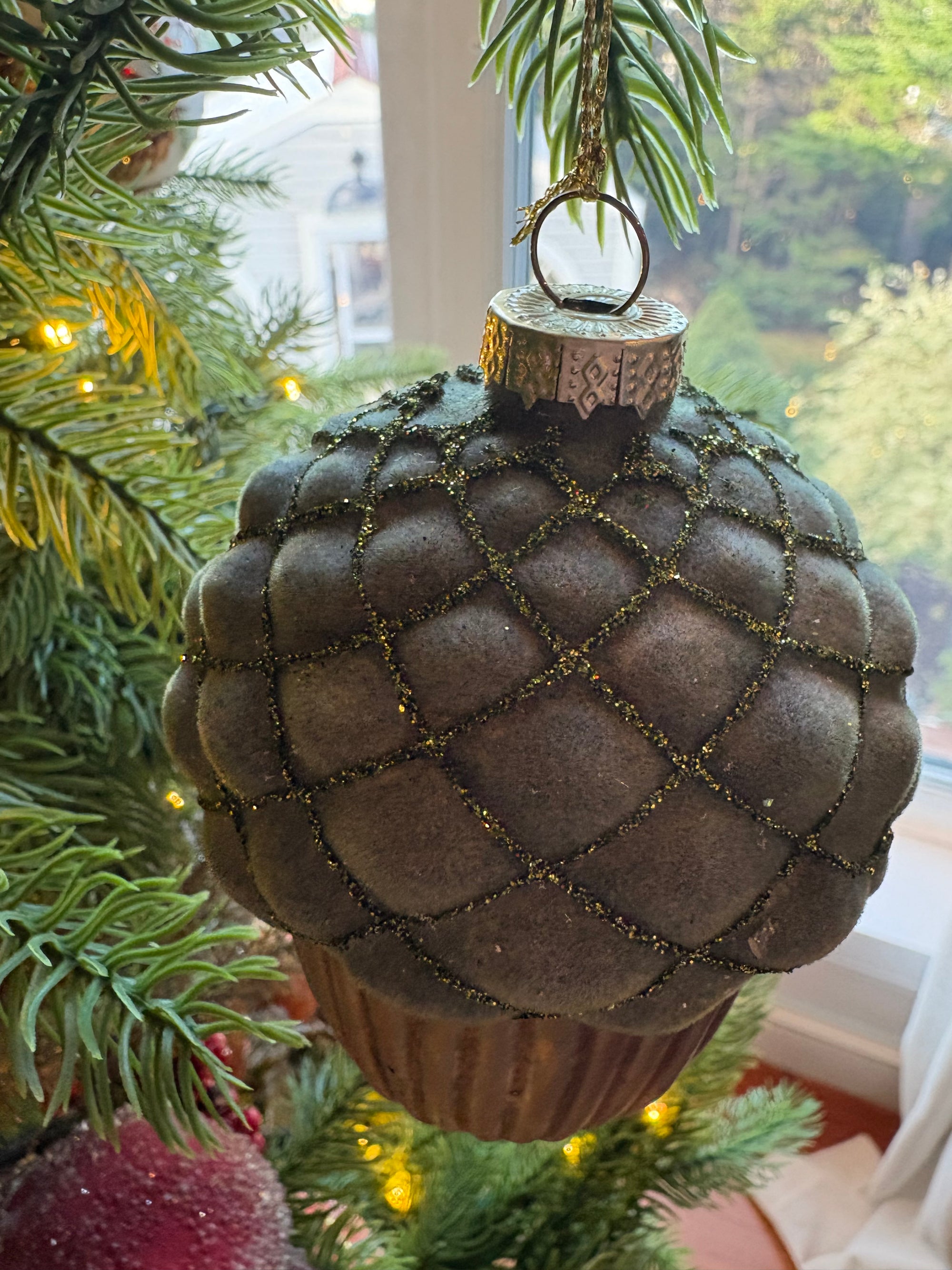 Velvet & Bronze Acorn Ornament