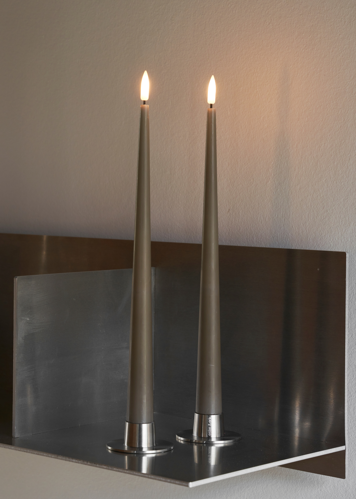 LED Ester & Erik Taper Candles - Caviar