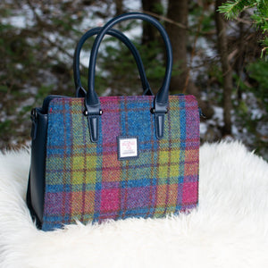 Blue Harris Tweed Double Handle Tote