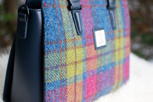 Blue Harris Tweed Double Handle Tote