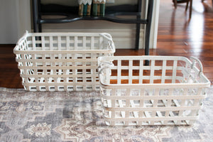 White Open Weave Basket