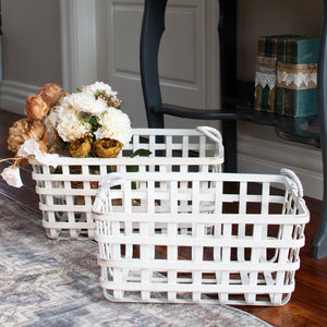 White Open Weave Basket