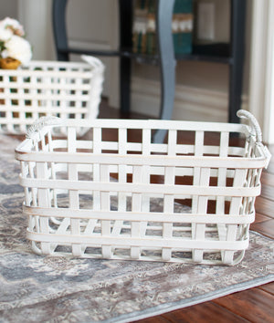 White Open Weave Basket