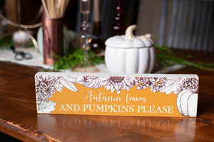 Autumn Leaves Block Sign