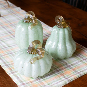 Teal & Gold Speckled Blown Glass Pumpkins