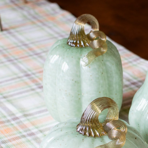 Teal & Gold Speckled Blown Glass Pumpkins