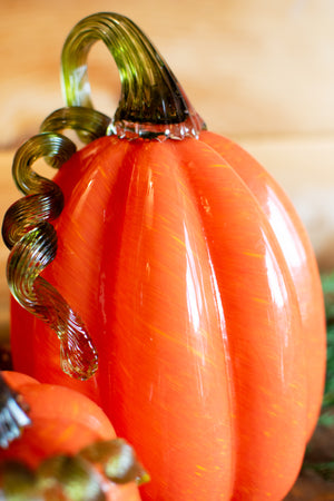 Orange Swirl - Blown Glass Pumpkin Patch