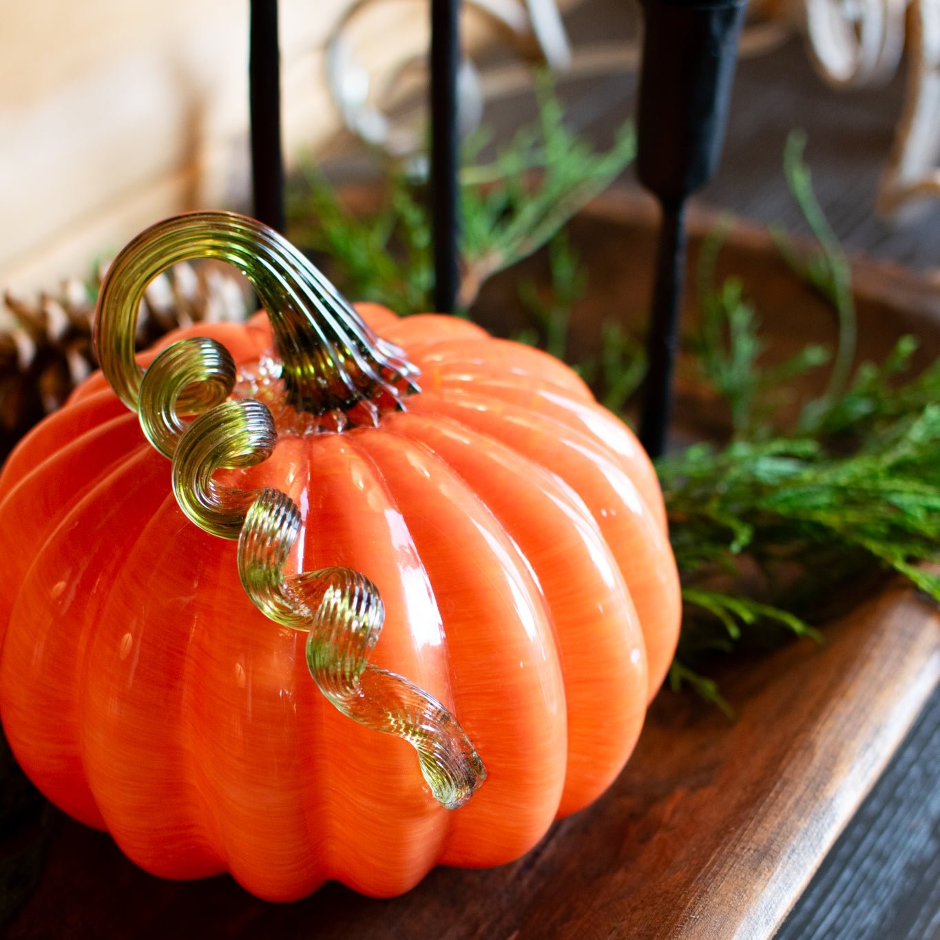 Orange Swirl - Blown Glass Pumpkin Patch