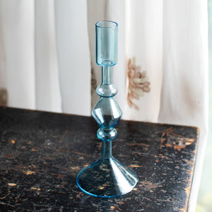 Blue Wisteria Glass Taper Candle Holder