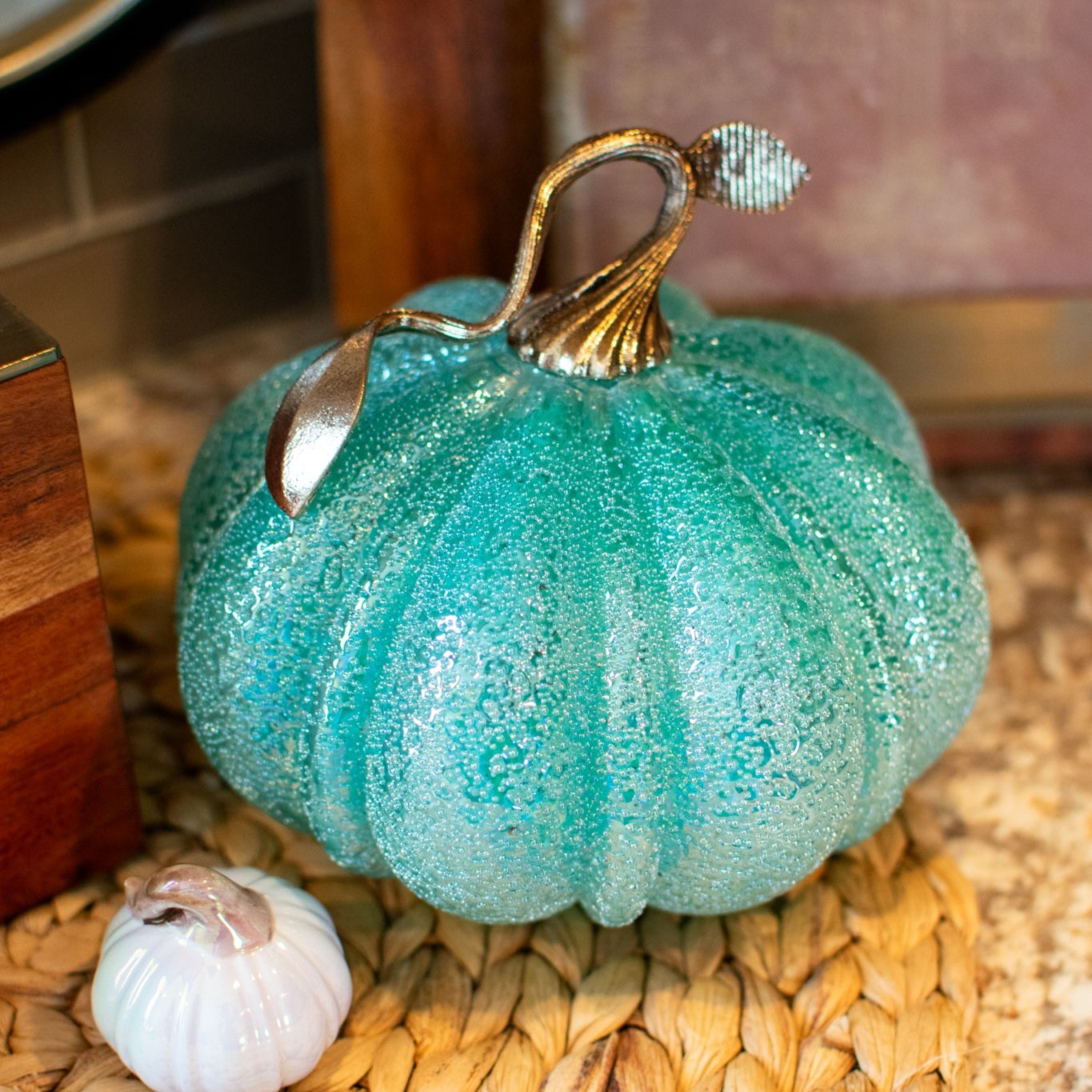 Sparkling Pebbled Glass Pumpkins - Blown Glass