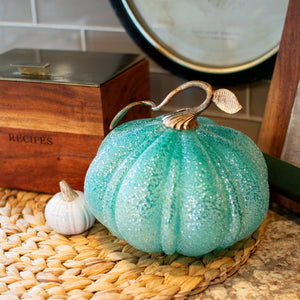 Sparkling Pebbled Glass Pumpkins - Blown Glass