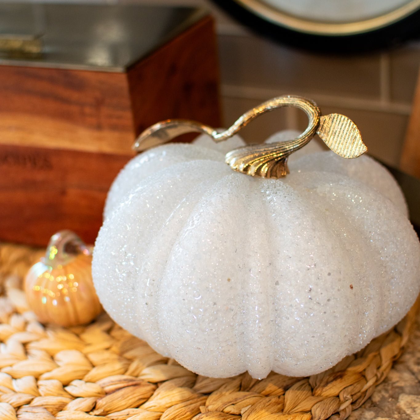 Sparkling Pebbled Glass Pumpkins - Blown Glass