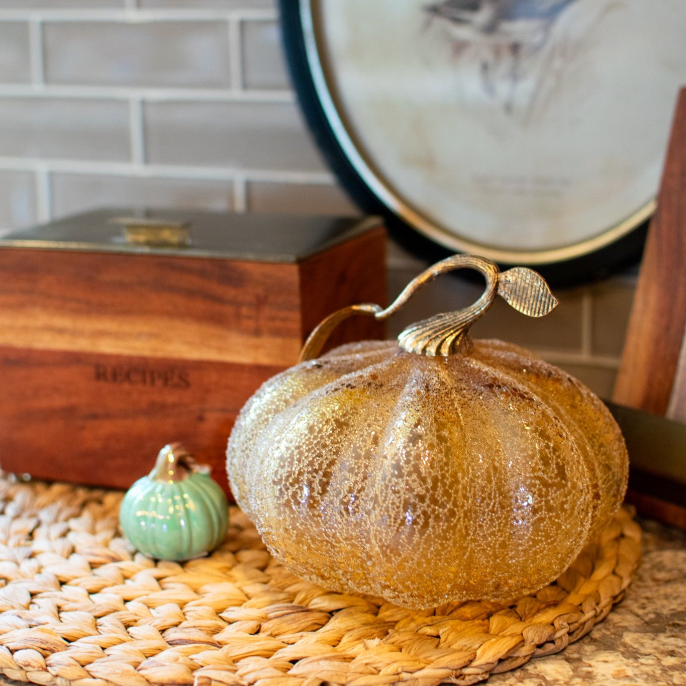 Sparkling Pebbled Glass Pumpkins - Blown Glass