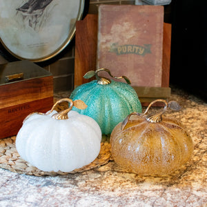 Sparkling Pebbled Glass Pumpkins - Blown Glass