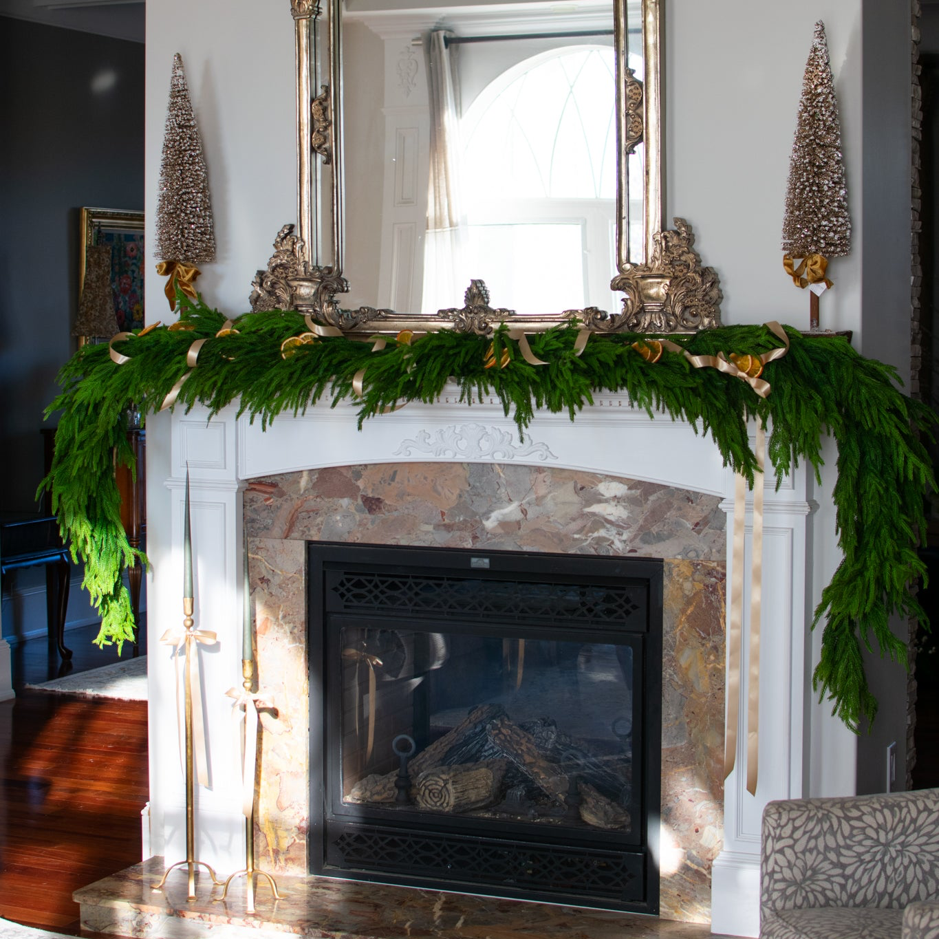 Fresh Touch Thick Norfolk Pine Garland - Extra Full - 77"