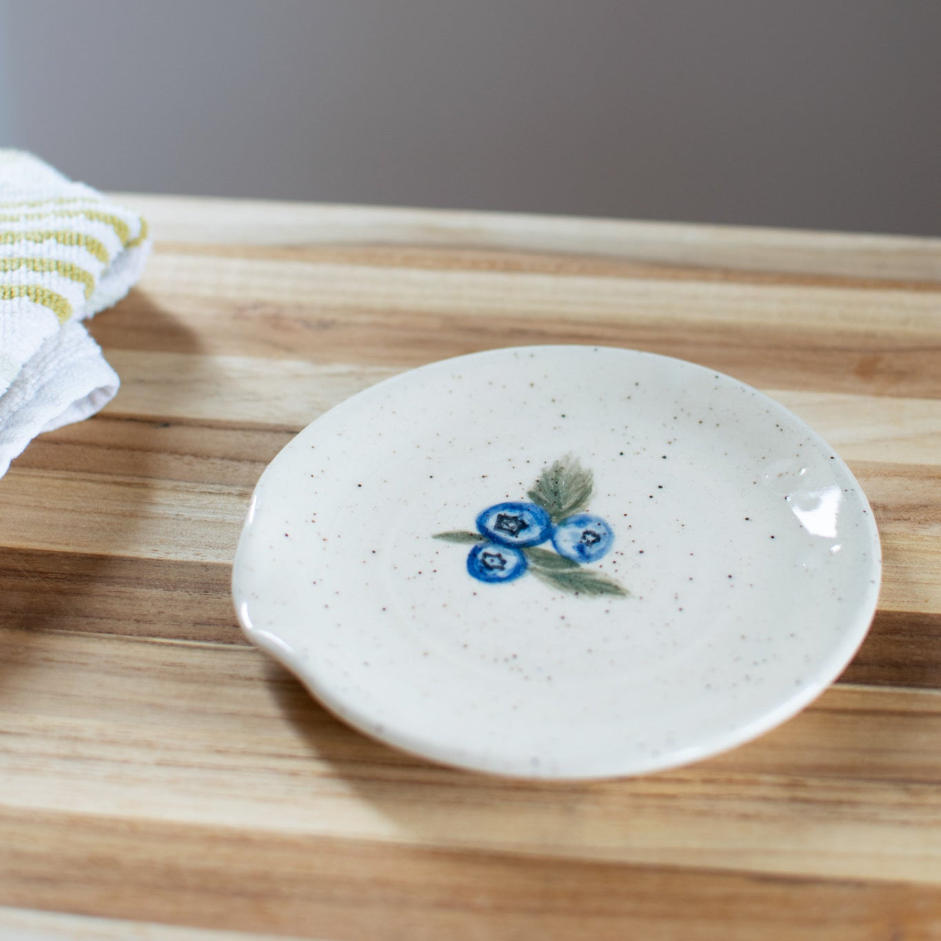 Newfoundland Blueberry Bunch - Spoon Rest - Handmade Pottery