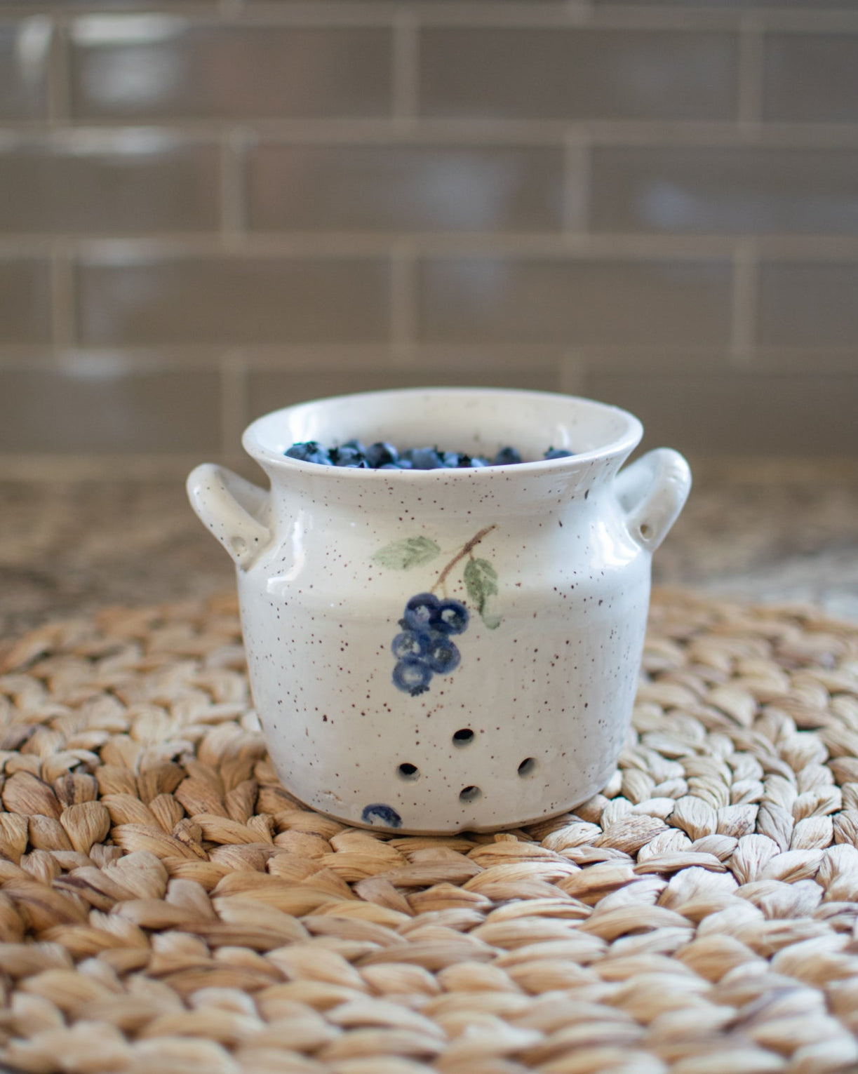 Snowglaze Wild Blueberry Colander - Handcrafted Pottery