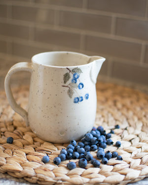Blueberry Harvest Pitcher Colander - Handcrafted Pottery
