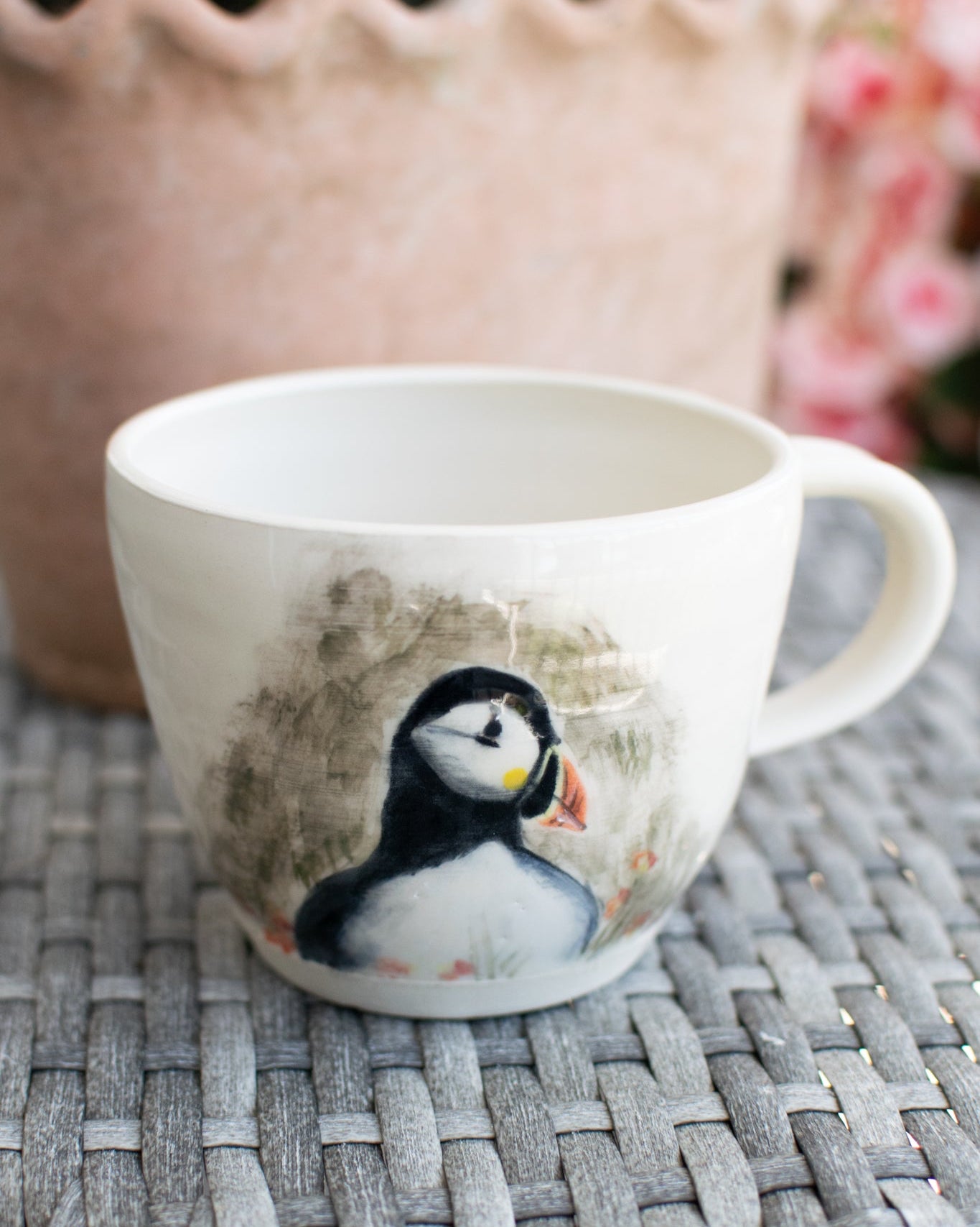 Clifftop Lookout – Atlantic Puffin Mug - Handcrafted Pottery