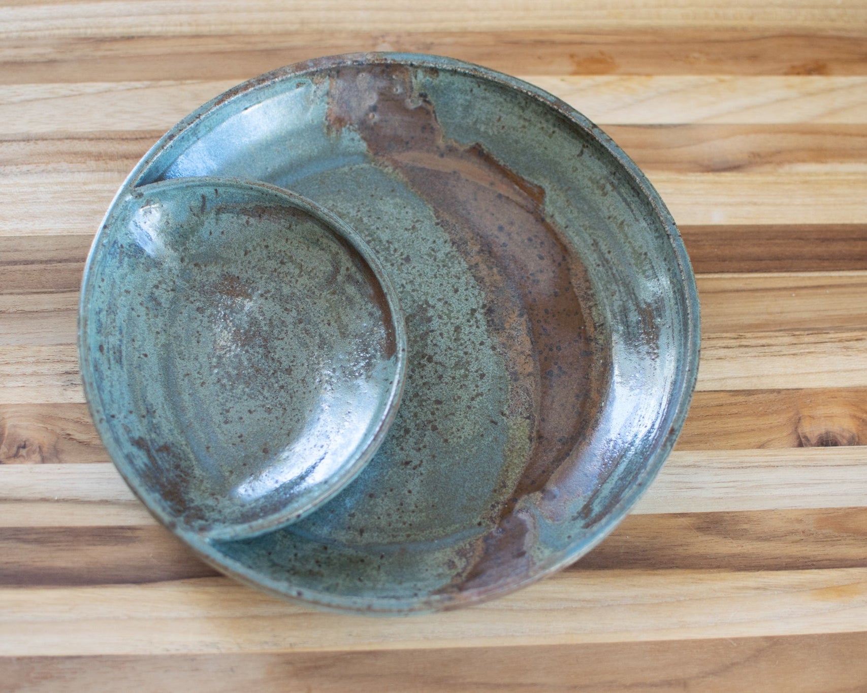Old World Divided Rustic Serving Dish - Handcrafted Pottery