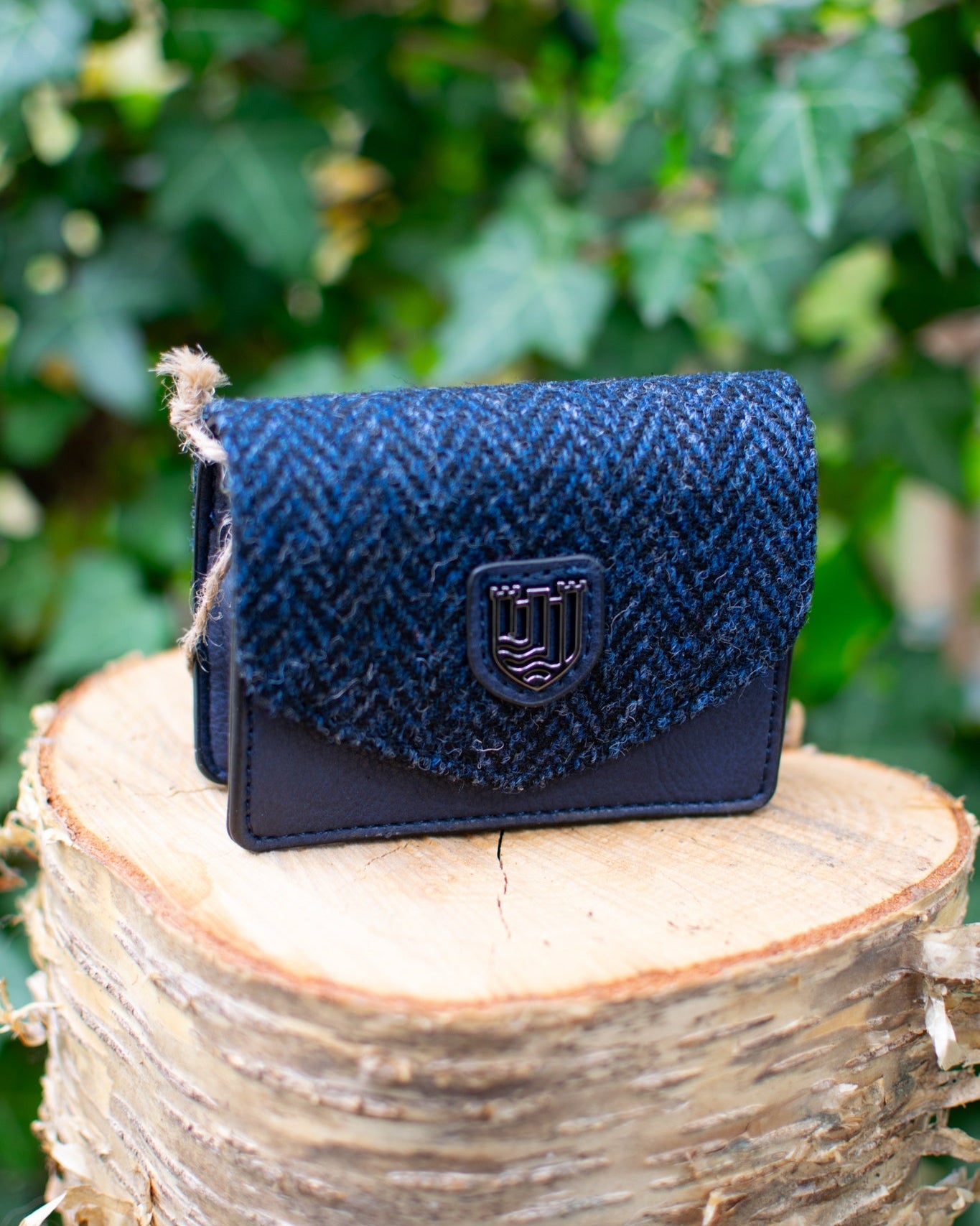 The Card Case - Navy Herringbone