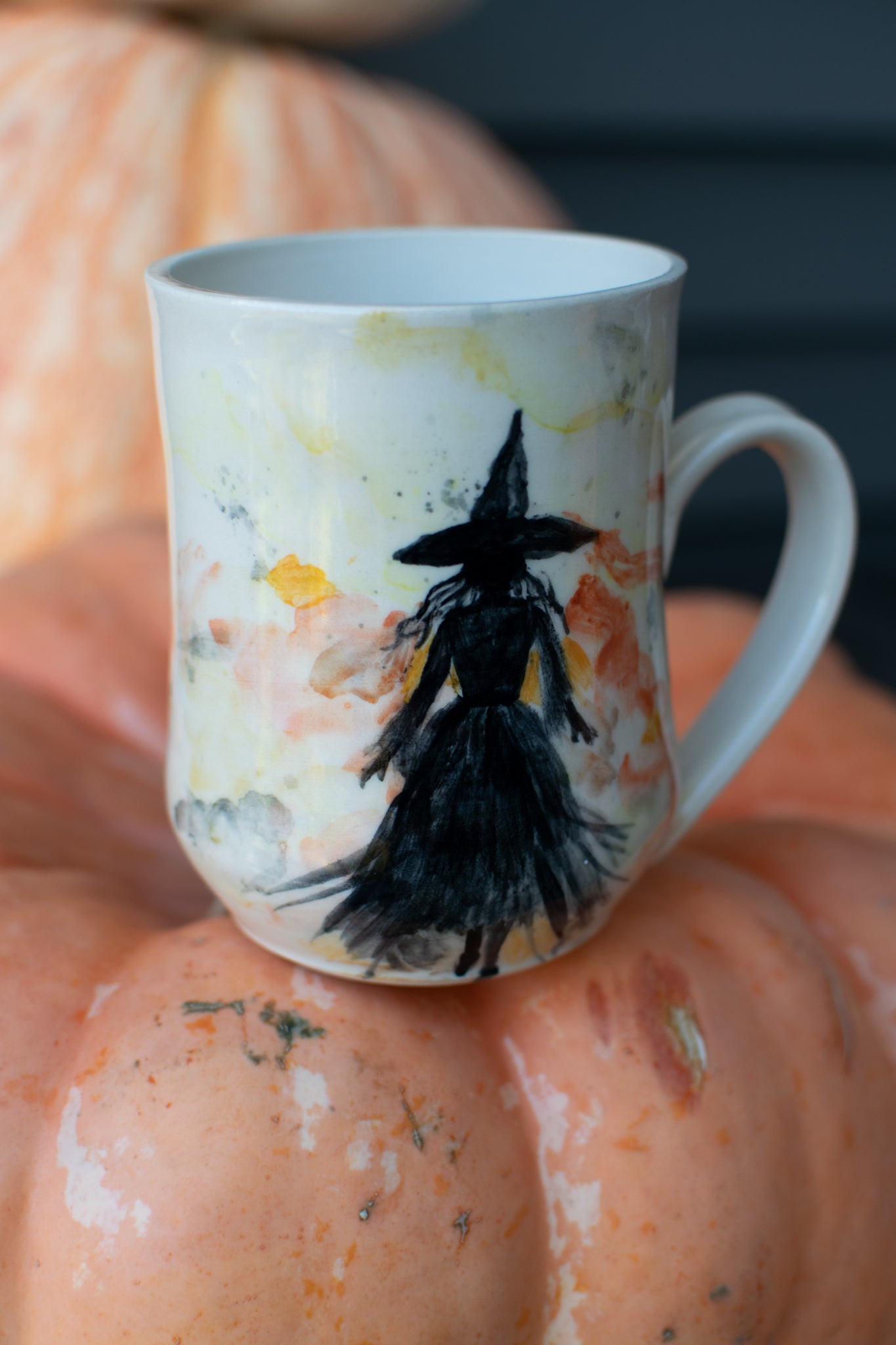 Into the Emberveil – Witch’s Silhouette Pottery Mug