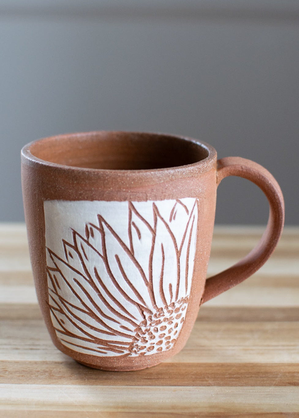 Crown Daisy - Raw Clay Pottery Mug