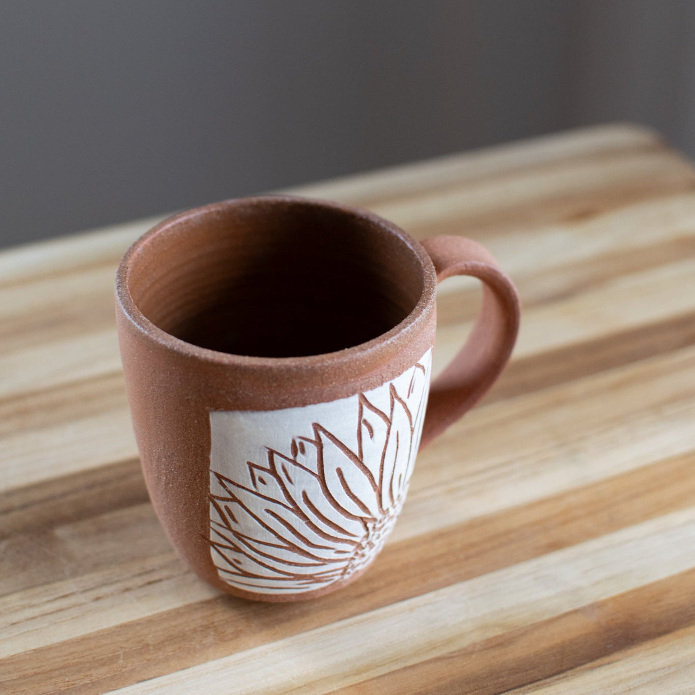 Crown Daisy - Raw Clay Pottery Mug